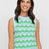 u0026 Isla Knitwear | Gifts Under £50^& Isla Chloe Wave Stripe Vest In Seafoam Multi IS4T-100