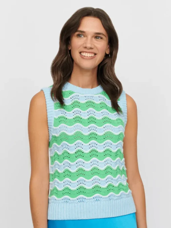 u0026 Isla Knitwear | Gifts Under £50^& Isla Chloe Wave Stripe Vest In Seafoam Multi IS4T-100