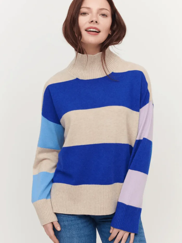amp_isla_sadie_colourbloc_0.webp u0026 Isla Knitwear | Gifts Under £250^& Isla Sadie Colourblock Oatmeal/Multi Stripe Funnel Cashmere Jumper I