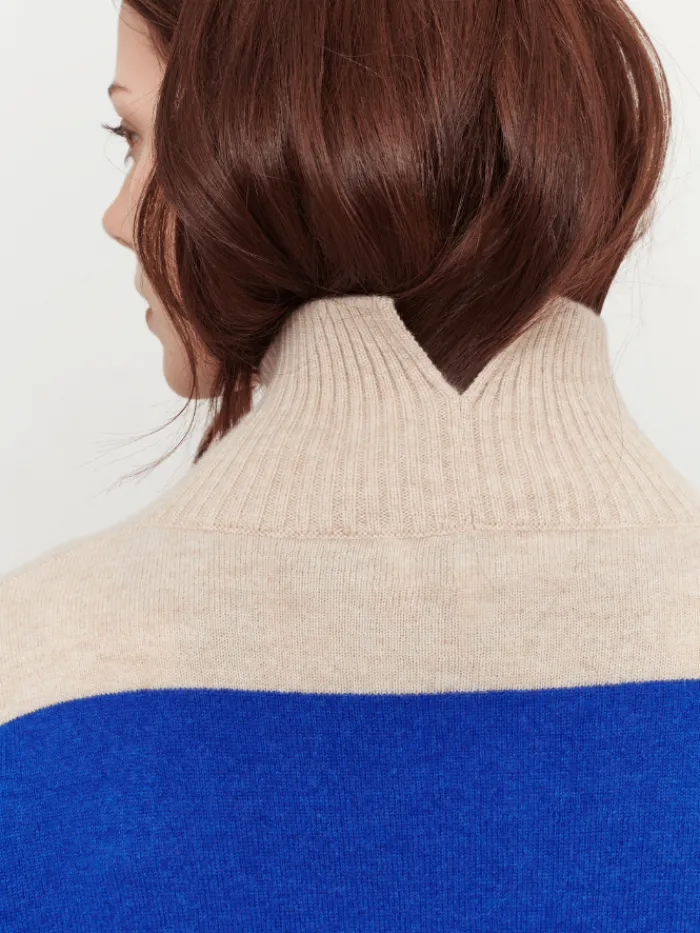 amp_isla_sadie_colourbloc_3.webp u0026 Isla Knitwear | Gifts Under £250^& Isla Sadie Colourblock Oatmeal/Multi Stripe Funnel Cashmere Jumper I