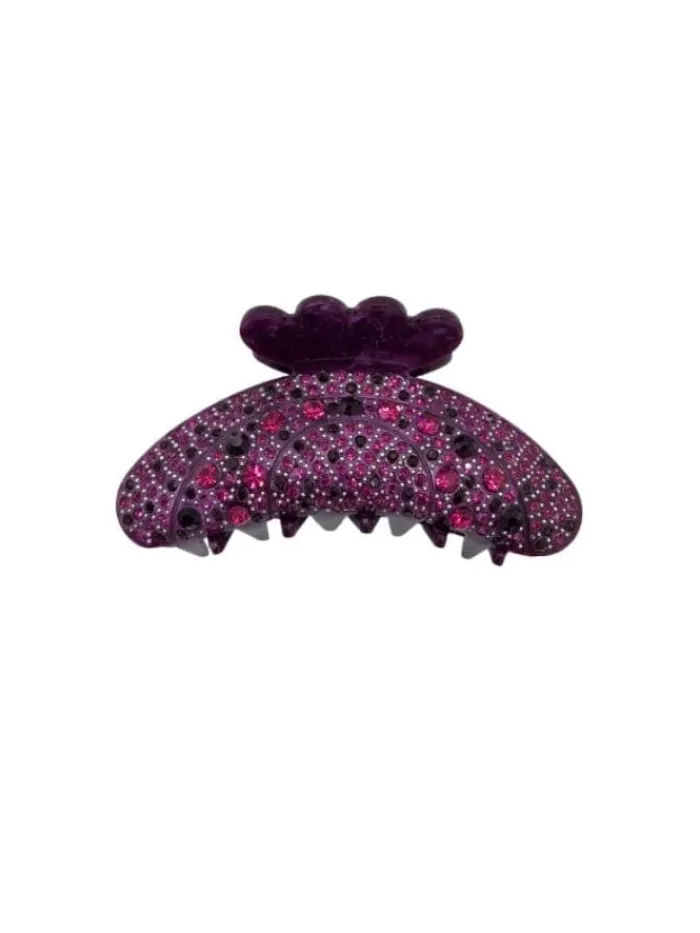 black_colour_t_hair_claw__0-1.webp Black Colour Hats & Hair Accessories | Gifts Under £50^T Hair Claw Premium Dark Purple With Rhinestones 5503 DP-