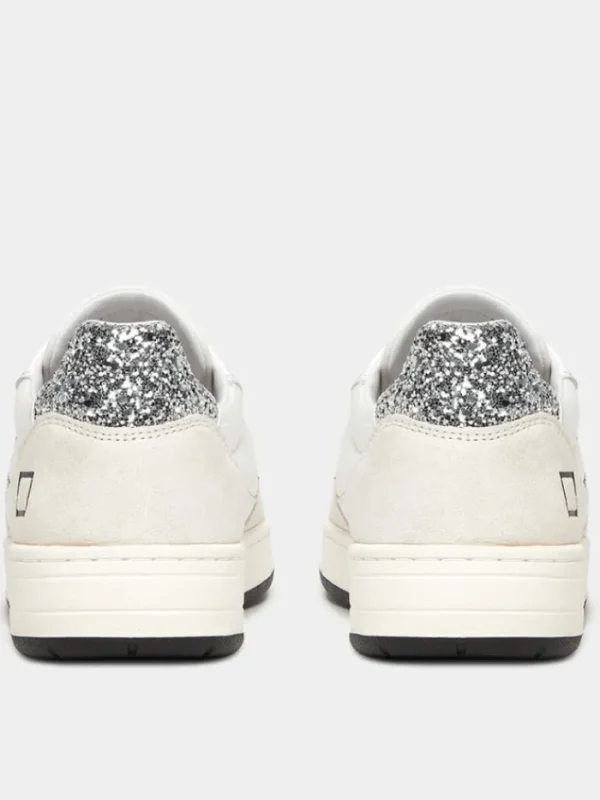 D.A.T.E. Footwear | Footwear^Court 2.0 Nylon White Glitter Trainers W401-C2-NY-11