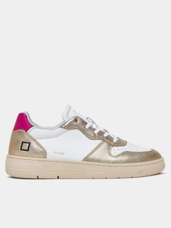 D.A.T.E. Footwear | Footwear^Court Laminated White Platinum Trainers W997-CR-LM-WM