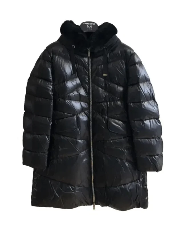 Diego M Milano Coats And Jackets | Puffers And Gilets^Black Long Down Jacket With Trimming 231P T931 OTM Col