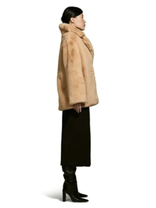 Freed Coats And Jackets | Faux Fur Edit^Riley Faux Fur Hip Length Coat In Sand