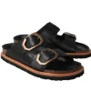 Genuins Beachwear | Footwear^Footwear GALIA Leather Black Flat Sandals G105683