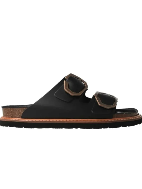 Genuins Beachwear | Footwear^Footwear GALIA Leather Black Flat Sandals G105683