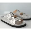 Genuins Beachwear | Footwear^Footwear GALIA Vegan Silver Flat Sandals G105679