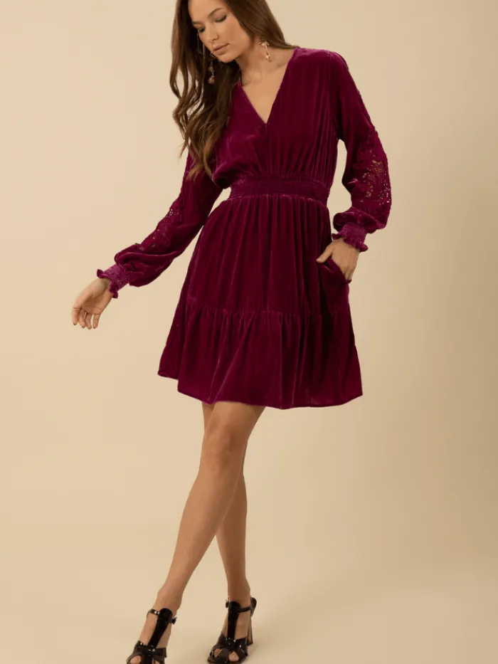 hale_bob_alison_washed_ve_0.webp Hale Bob Dresses | Party Wear^ALISON Washed Velvet Violet Dress 48CF620A
