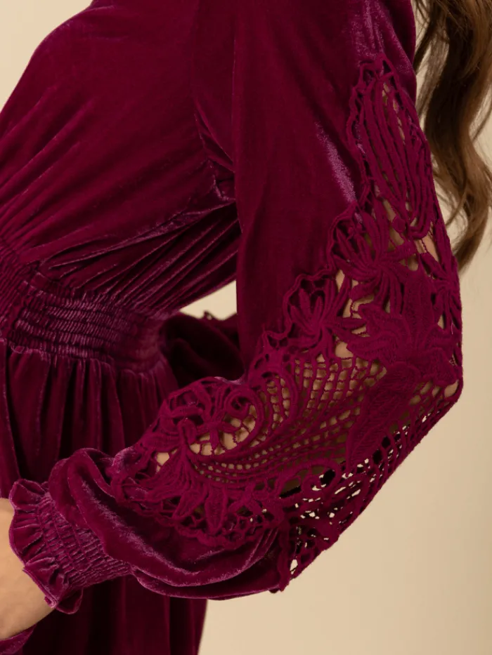 hale_bob_alison_washed_ve_2.webp Hale Bob Dresses | Party Wear^ALISON Washed Velvet Violet Dress 48CF620A