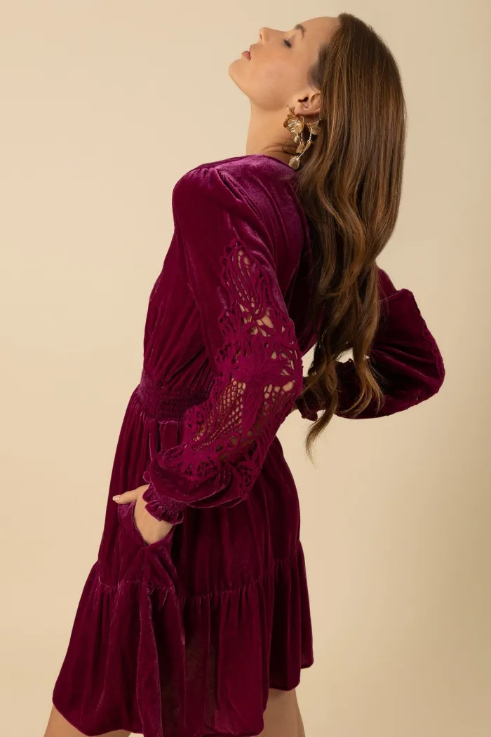 hale_bob_alison_washed_ve_3.webp Hale Bob Dresses | Party Wear^ALISON Washed Velvet Violet Dress 48CF620A