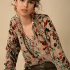 Hale Bob Party Wear | Tops^LIANI Velvet Burnout Silk Blend Blouse In Beige 47DY224A