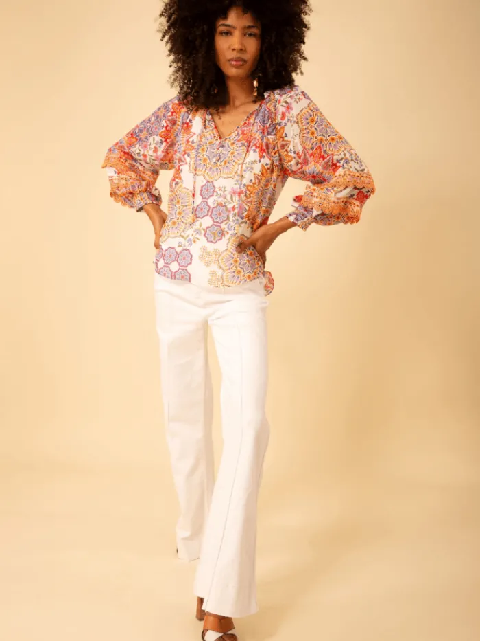 hale_bob_lilith_ivory_wit_3.webp Hale Bob Tops | Gifts Under £250^LILITH Ivory With Print Top H43EK220A Col IVR