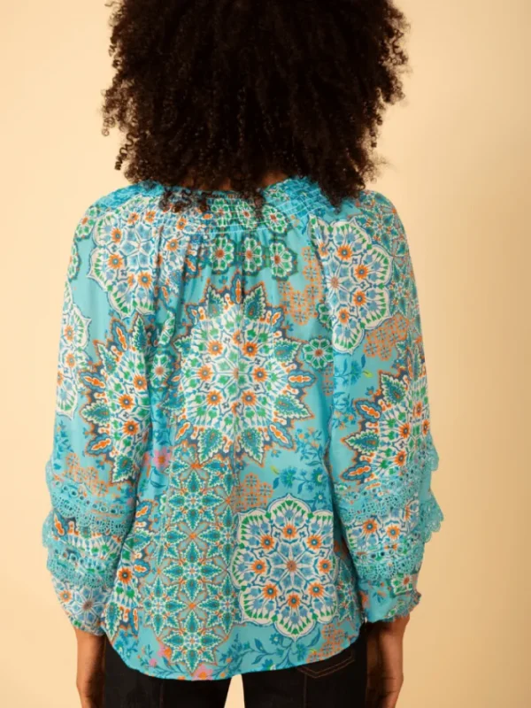 Hale Bob Tops | Gifts Under £250^LILITH Turquoise With Print Top H43EK220A Col TUR