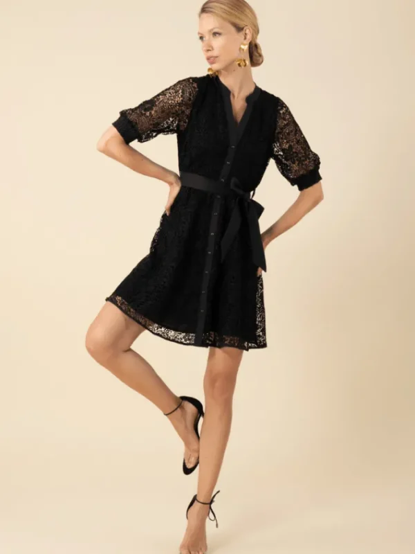 Hale Bob Dresses | Party Wear^Women's CHRISTINA Floral And Paisley Black Lace Mini Dress 51