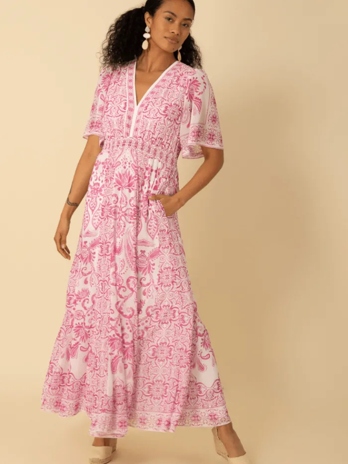 hale_bob_womens_ellis_pin_2.webp Hale Bob Dresses | Party Wear^Women's ELLIS Pink Patterned Maxi Dress 4ZEK622A Col PNK