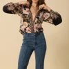 Hale Bob Party Wear | Tops^Women's HANNA Silk Patterned Blouse In Black 4YPR252A Col BLK