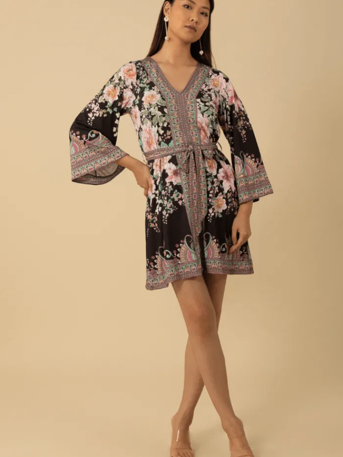 hale_bob_womens_kaliyah_p_2.webp Hale Bob Dresses | Party Wear^Women's KALIYAH Patterned Mini Dress In Black 4YPR650A Col BL