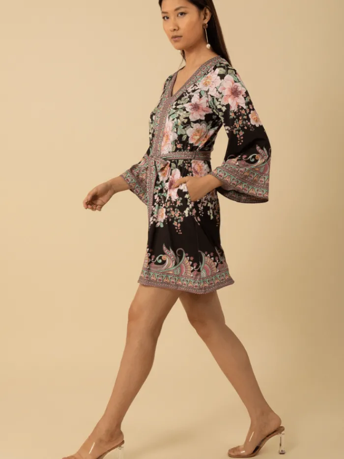 hale_bob_womens_kaliyah_p_3.webp Hale Bob Dresses | Party Wear^Women's KALIYAH Patterned Mini Dress In Black 4YPR650A Col BL