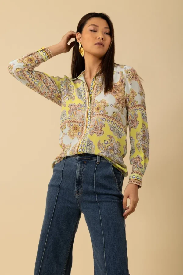 Hale Bob Party Wear | Tops^Women's MADILYNN Silk Blouse In Turquoise 4YAS212A Col TUR