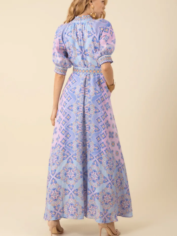 hale_bob_womens_naya_blue_2.webp Hale Bob Dresses | Luxury Gifts^Women's NAYA Blue Patterned Maxi Dress 51AY616M
