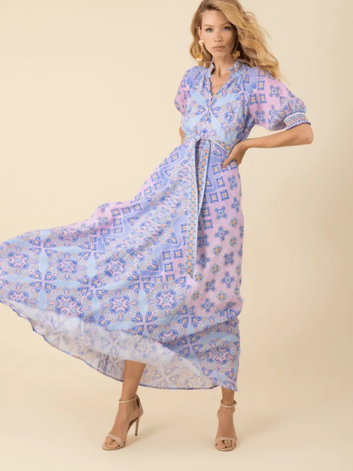 hale_bob_womens_naya_blue_4.webp Hale Bob Dresses | Luxury Gifts^Women's NAYA Blue Patterned Maxi Dress 51AY616M