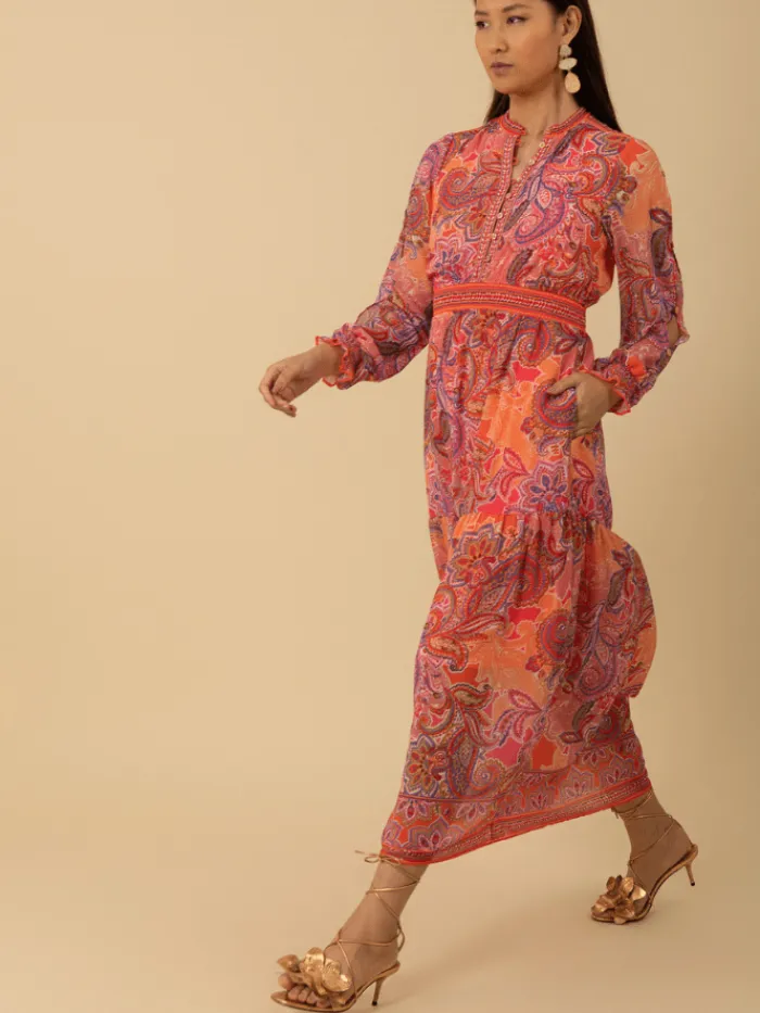 hale_bob_womens_shelby_pa_4.webp Hale Bob Dresses | Party Wear^Women's SHELBY Patterned Maxi Dress In Pink 4YDD630L Col PNK