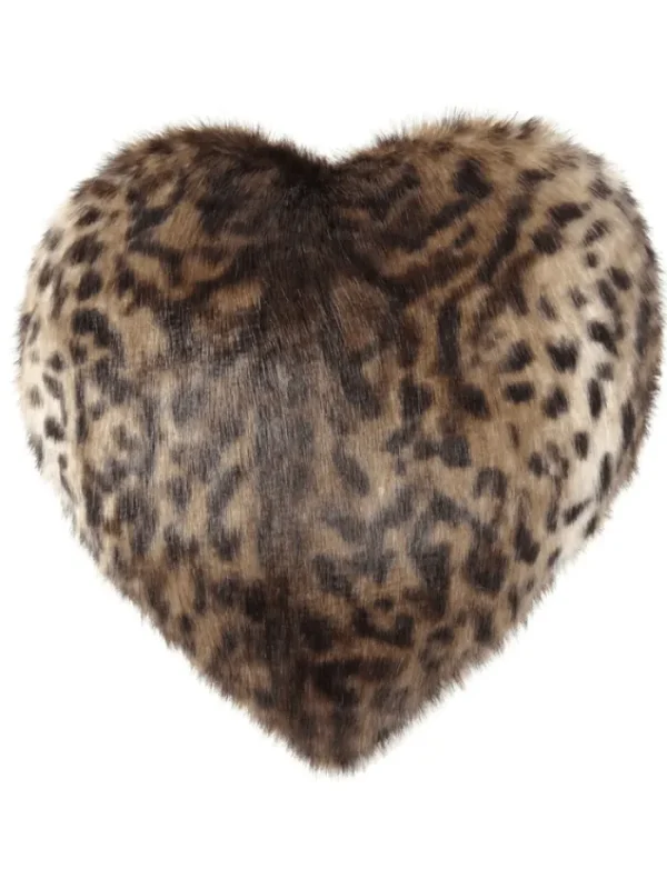Helen Moore Faux Fur Accessories | Gifts Under £100^(CS) Standard Leopard Print Faux Fur Heart Shaped Blossom