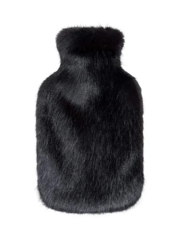 Helen Moore Faux Fur Accessories | Gifts Under £100^Vegan Fur Hot Water Bottle Jet Black HBSJET