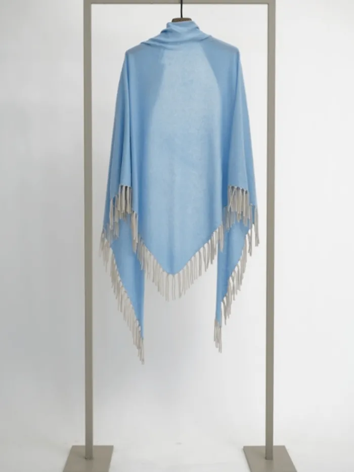 herzens_angelegenheit_wom_0-1.webp Herzen’s Angelegenheit Coats And Jackets | Knitwear^Women's Wool And Cashmere Sky Blue Cape With St
