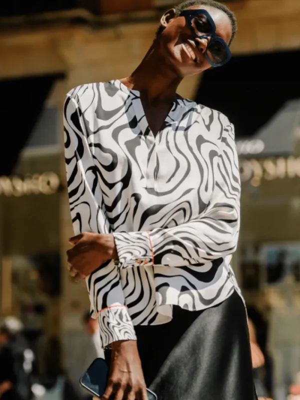 Herzen’s Angelegenheit Tops | Luxury Gifts^Women's Silk Monochrome Patterned Tunic Blouse
