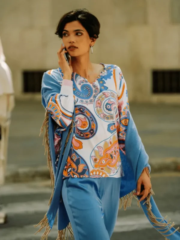 Herzen’s Angelegenheit Ponchos And Wraps | Coats And Jackets^Women's Wool And Cashmere Cornflower Blue Cape