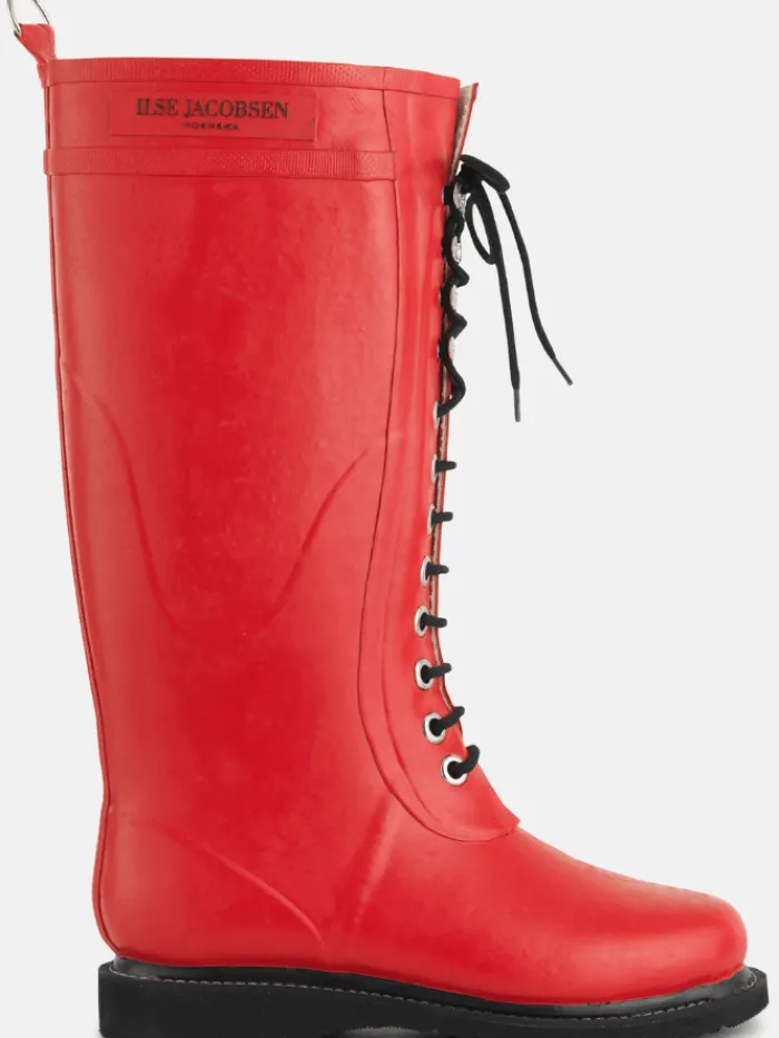 ilse_jacobsen_long_length_1-1.webp Ilse Jacobsen Footwear | Footwear^Long Length Rubber Lace Up Wellington Boots Red RUB1 303