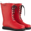 Ilse Jacobsen Footwear | Footwear^Medium Length Rubber Lace Up Wellington Boots Deep Red R