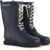 Ilse Jacobsen Footwear | Footwear^Medium Length Rubber Lace Up Wellington Boots Dark Indig