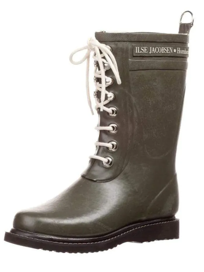 ilse_jacobsen_rub_medium__2.webp Ilse Jacobsen Footwear | Footwear^RUB15 Medium Length Rubber Lace Up Wellington Boots Army