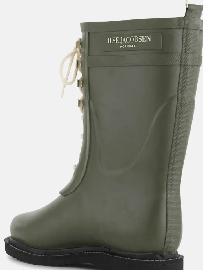 ilse_jacobsen_rub_medium__3.webp Ilse Jacobsen Footwear | Footwear^RUB15 Medium Length Rubber Lace Up Wellington Boots Army