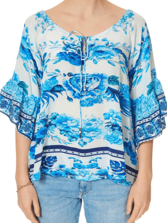 inoa_sydney_printed_silk__0.webp Inoa Tops | Beachwear^Sydney Printed Silk BOHO Top with Crystals 202