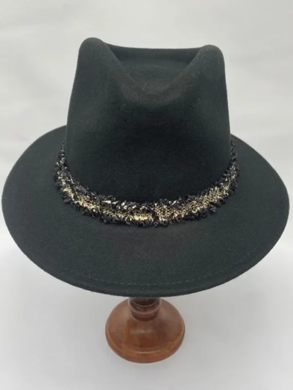 Izzi Hats Hats & Hair Accessories | Gifts Under £50^Izzi Accessories Fedora Black Hat With Boucle Tweed Band