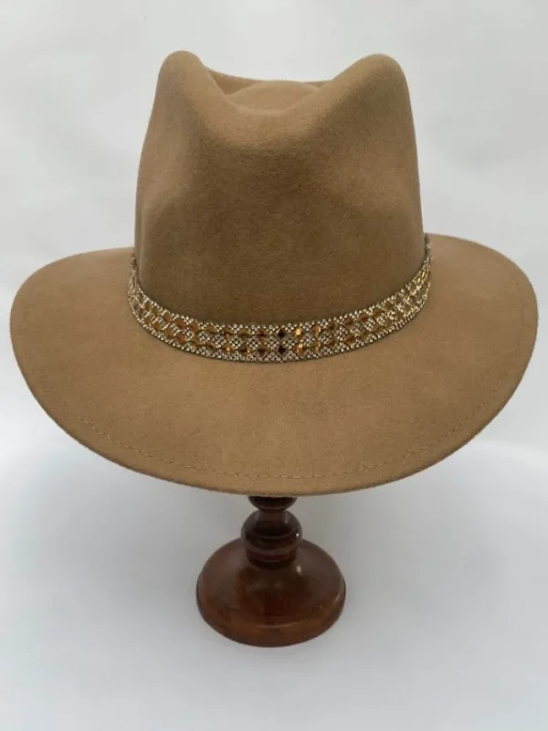 Izzi Hats Hats & Hair Accessories | Gifts Under £50^Izzi Accessories Fedora Camel Hat With Camel Square Sparkles