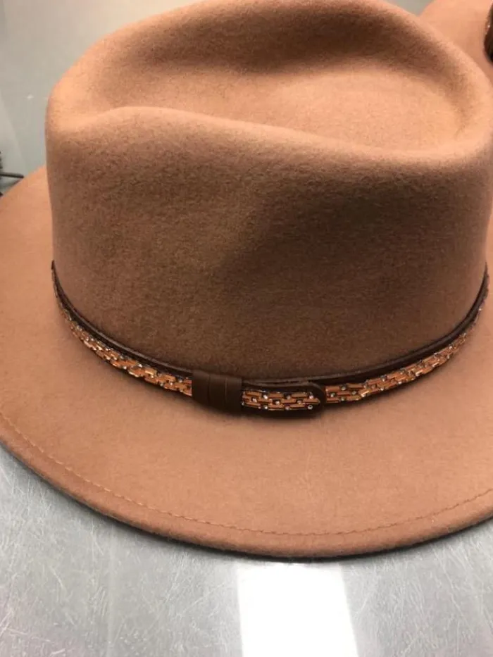 izzi_accessories_fedora_c_0-6.webp Izzi Hats Hats & Hair Accessories | Gifts Under £50^Izzi Accessories Fedora Camel Hat With Thin Sparkles