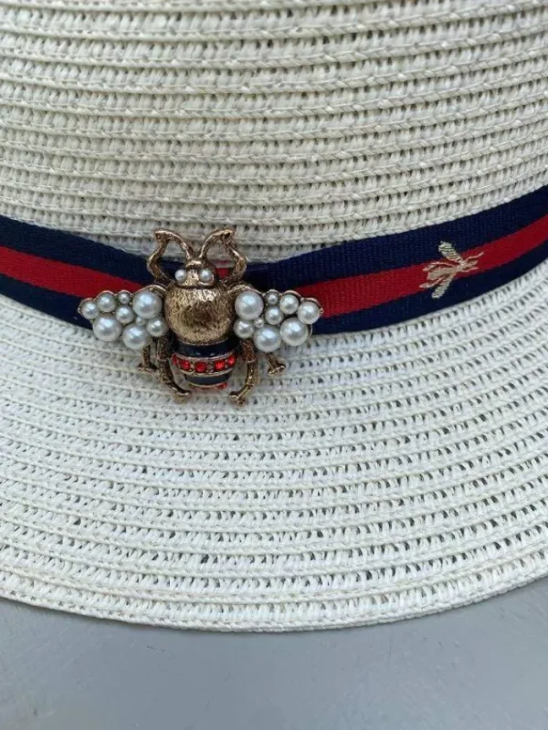 Izzi Hats Hats & Hair Accessories | Gifts Under £50^Izzi Accessories Fedora Cream Bee Hat Navy/Red Ribbon SH374