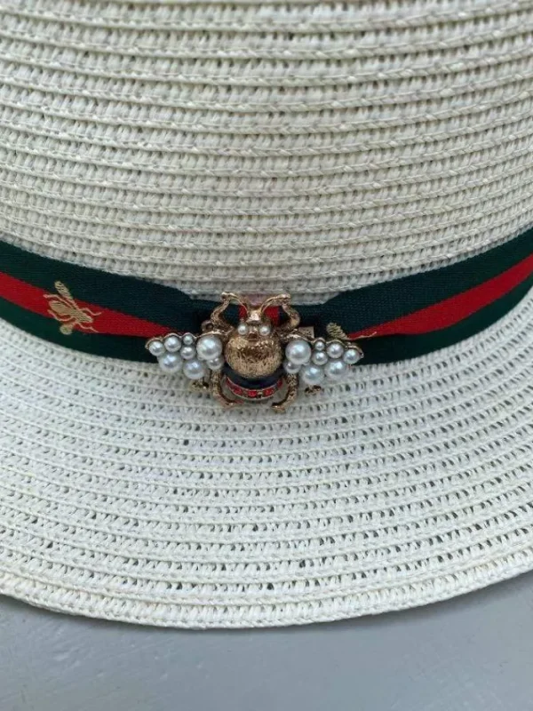 Izzi Hats Hats & Hair Accessories | Gifts Under £50^Izzi Accessories Fedora Cream Bee Hat Green/Red SH374