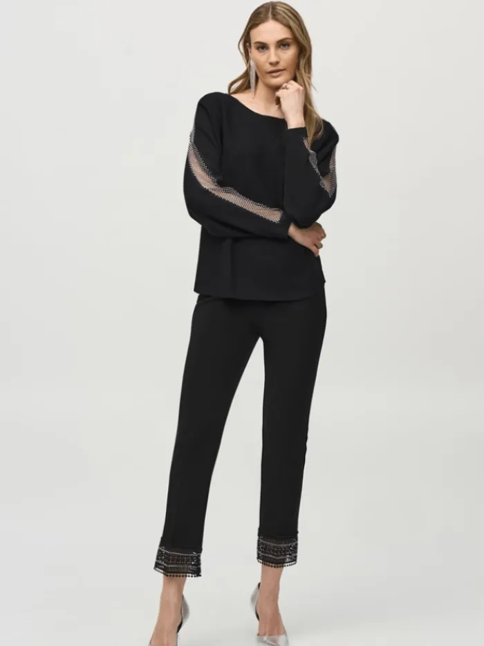 joseph_ribkoff_black_jump_2.webp Joseph Ribkoff Knitwear | Gifts Under £100^Black Jumper With Lace Sequin Trim 244910 Col 11