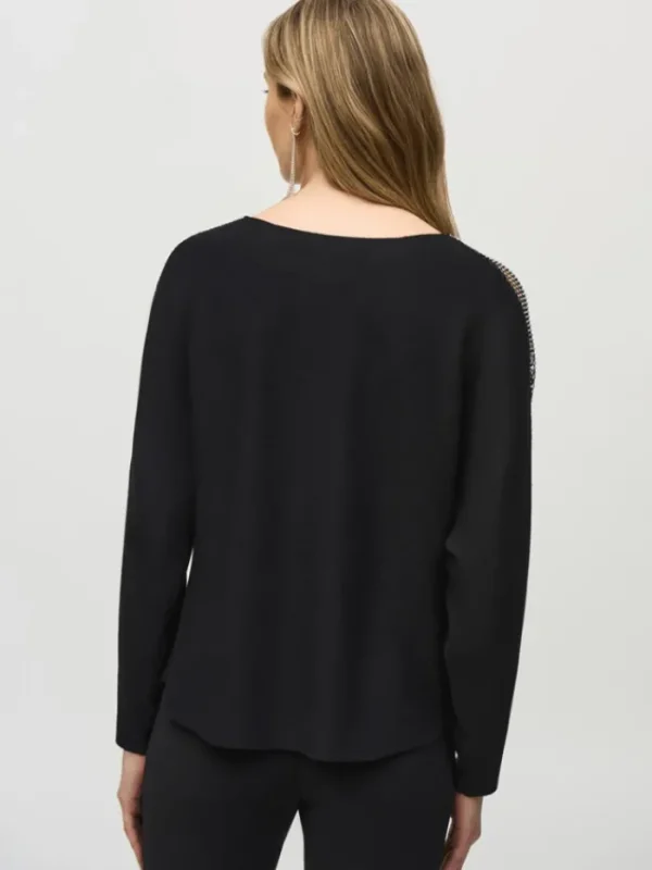 Joseph Ribkoff Knitwear | Gifts Under £100^Black Jumper With Lace Sequin Trim 244910 Col 11