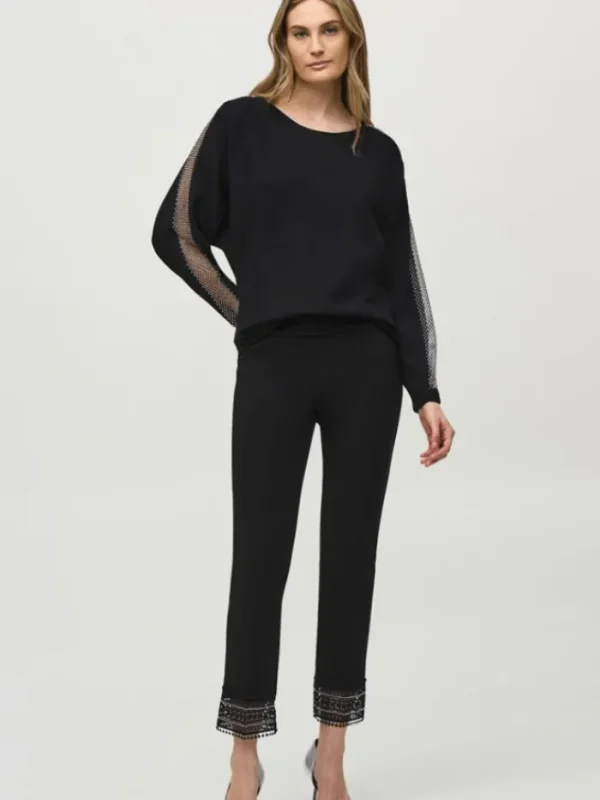 Joseph Ribkoff Knitwear | Gifts Under £100^Black Jumper With Lace Sequin Trim 244910 Col 11