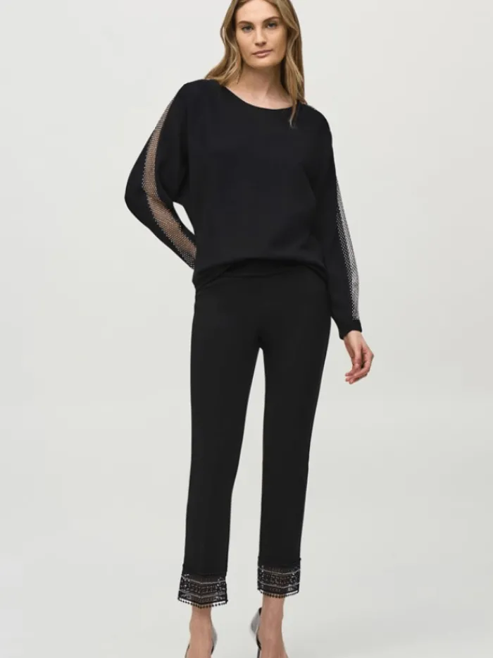 joseph_ribkoff_black_jump_5.webp Joseph Ribkoff Knitwear | Gifts Under £100^Black Jumper With Lace Sequin Trim 244910 Col 11