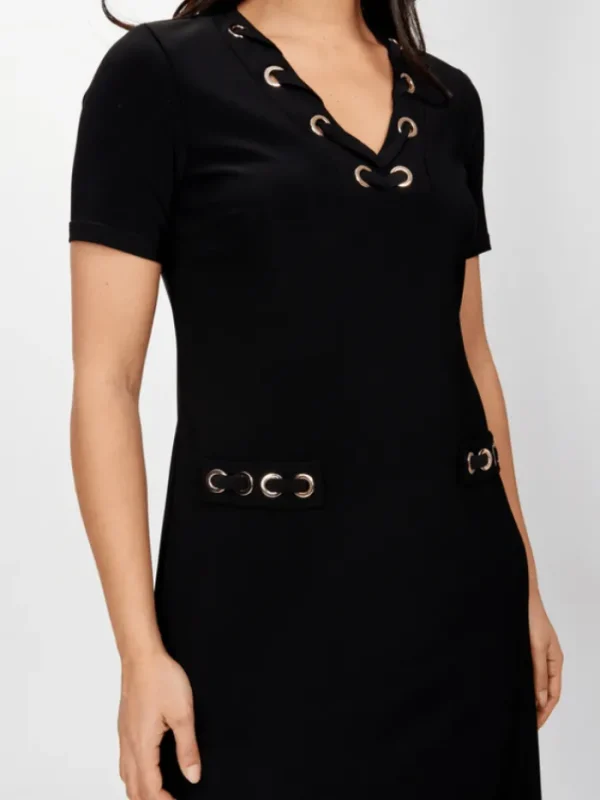 Joseph Ribkoff Dresses | Gifts Under £250^Black Silky Knit Shift Dress With Eyelets 241012 Col 11