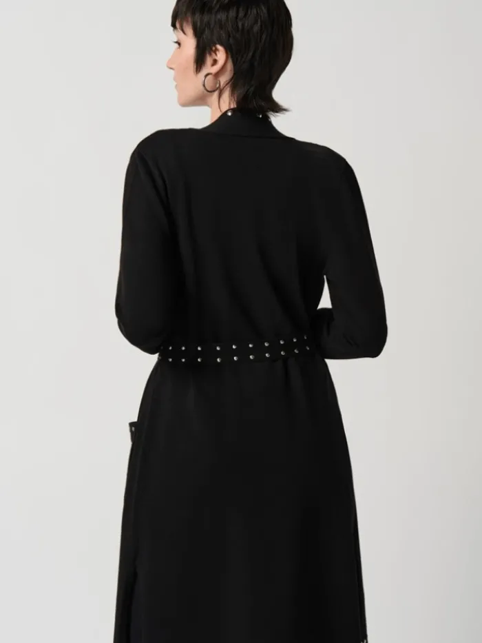 joseph_ribkoff_black_swea_3.webp Joseph Ribkoff Coats And Jackets | Knitwear^Black Sweater Knit Coat With V-Shape Neckline 234919 Co