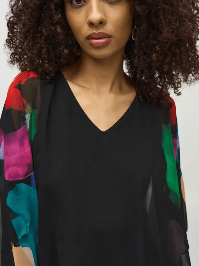 joseph_ribkoff_chiffon_ab_3-1.webp Joseph Ribkoff Party Wear | Tops^Chiffon Abstract Print Poncho Top 244174 Col 178